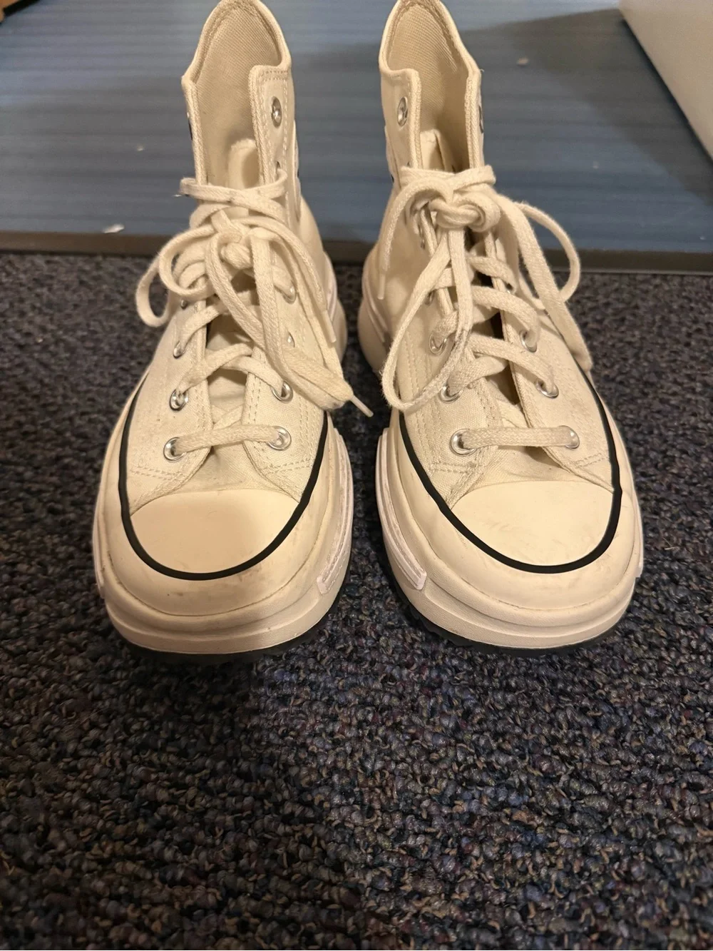 Converse Cream High-Top Platform Sneakers